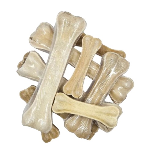 Petrite Pressed Bone Rawhide Pet Dog Dental Chew Treats 8.5" 10pcs