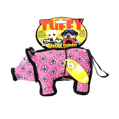 Tuffy Barnyard Series Jr Pig Interactive Play Dog Squeaker Toy Pink