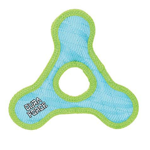 DuraForce Jr Triangle Ring Tiger Dog Squeaker Toy Blue/Green