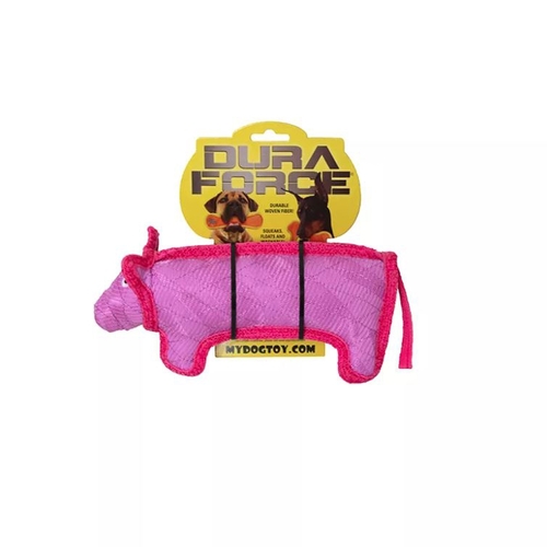 DuraForce Pig Interactive Play Pet Dog Squeaker Toy Tiger Pink