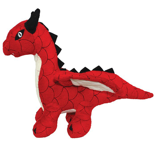 Tuffy Mighty Toy Dragon Plush Dog Squeaker Toy Red