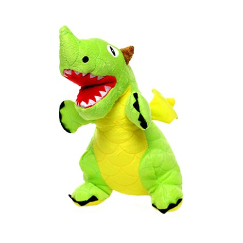 Tuffy Mighty Dragon Interactive Play Plush Dog Squeaker Toy Green Large