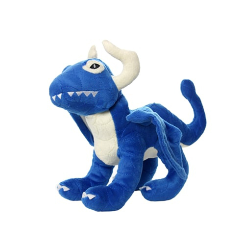 Tuffy Mighty Dragon Interactive Play Plush Dog Squeaker Toy Blue Large