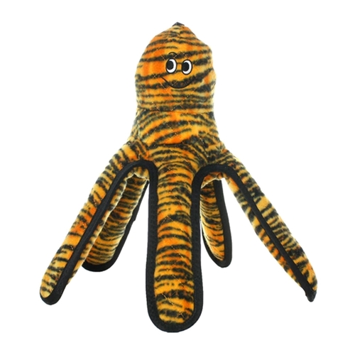 Tuffy Mega Octopus Interactive Play Dog Squeaker Toy Tiger Print Large