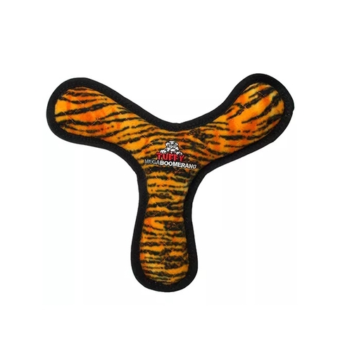 Tuffy Mega Boomerang Interactive Play Dog Squeaker Toy Tiger Print