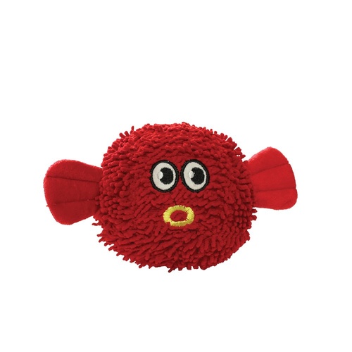 Tuffy Mighty Microfiber Ball Blowfish Tuff Scale 9 Plush Dog Squeaker Toy Medium