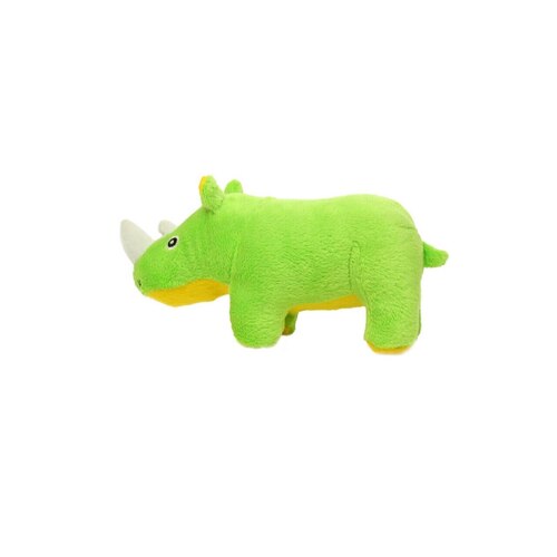 Tuffy Mighty Toy Safari Series Jr Rhoni The Rhino Plush Dog Toy Green