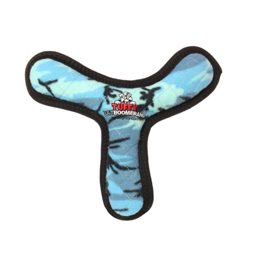 Tuffy Ultimate Boomerang Interactive Play Dog Squeaker Toy Camo Blue