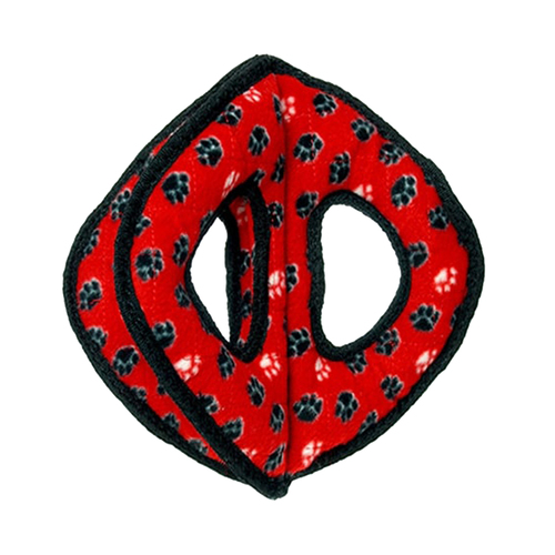 Tuffy Ultimate 3-Way Ring Interactive Play Dog Squeaker Toy Red Paws