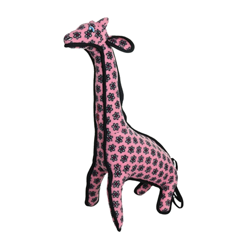 Tuffy Zoo Animal Series Jr Giraffe Interactive Play Dog Squeaker Toy Pink