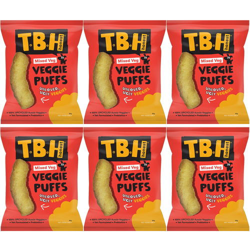 TBH Veggie Puffs Dog Vegtable Treats with Mixed Vegtables 80g x 6 Pack
