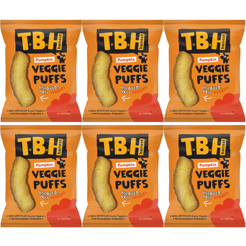 TBH Veggie Puffs Dog Vegtable Treats with Pumpkin 80g x 6 Pack