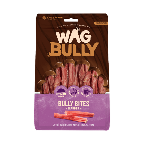 WAG Bully Bites Bladder Dental Natural Pet Dog Chew Treats 200g
