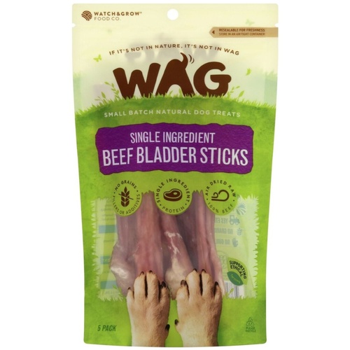 WAG Single Ingredient Beef Bladder Sticks Natural Dog Treats 5 Pack