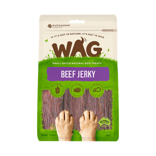 WAG Beef Jerky Single Ingredient No Grains Natural Dog Treats 200g