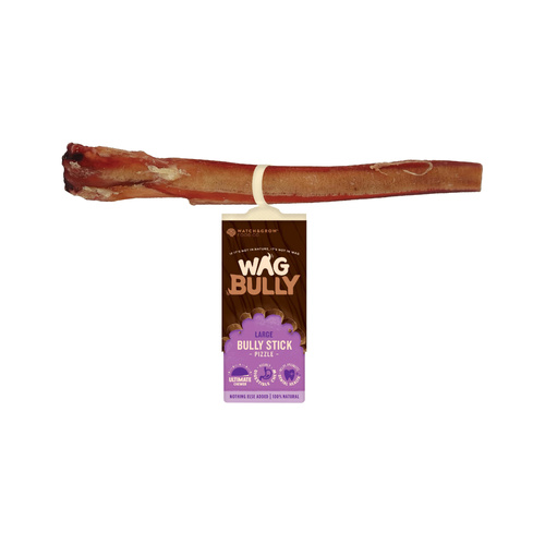 WAG Bully Stick Pizzle Dental Natural Pet Dog Chew Treat Large 1 Pack