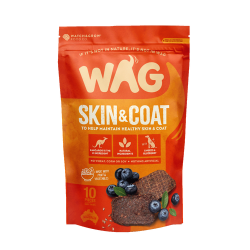 WAG Skin & Coat Kangaroo Jerky Natural Pet Dog Tasty Treats 10 Pieces