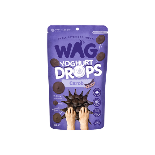 WAG Yoghurt Drops Carob Small Batch Dog Training Treats Pouch