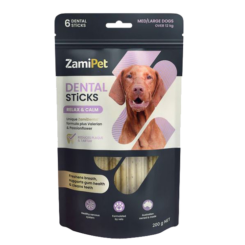 Zamipet Dental Sticks Relax & Calm Dog Dental Treats for Medium/Large Dogs 200g