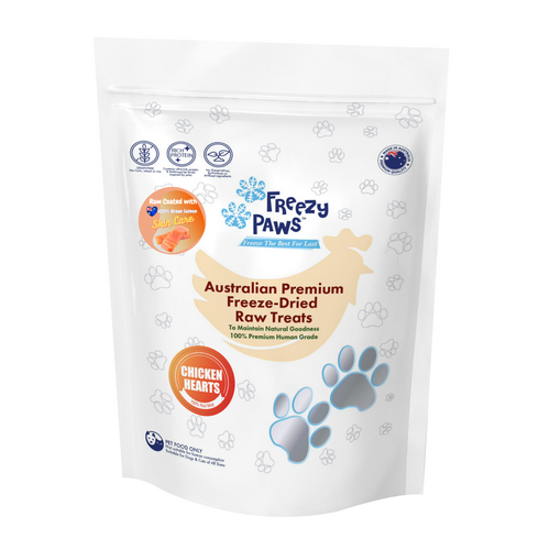 Freezy Paws Freeze Dried Salmon Coated Chicken Heart Dog & Cat Raw Treats 100g