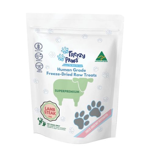 Freezy Paws Freeze Dried Raw Treats Lamb Steak for Dogs & Cats 70g