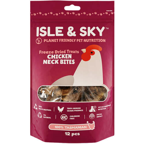 Isle & Sky Chicken Neck Bites Freeze Dried Treats for Dogs & Cats Small 12pcs