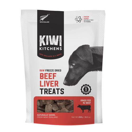 Kiwi Kitchens Raw Freeze Dried Grass Fed Beef Liver Pet Dog Treats 250g