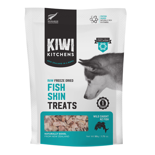 Kiwi Kitchens Raw Freeze Dried Wild Caught Fish Skin Pet Dog Treats 50g