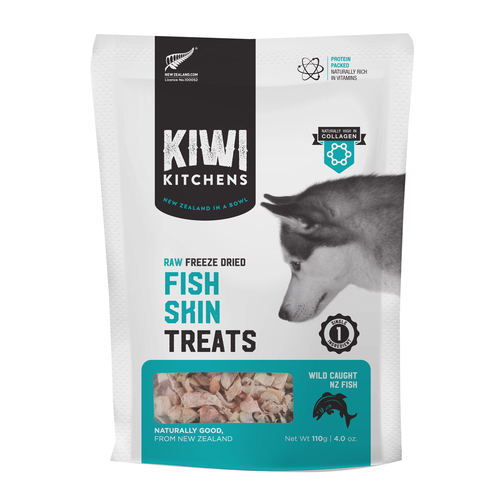 Kiwi Kitchens Raw Freeze Dried Wild Caught Fish Skin Pet Dog Treats 110g