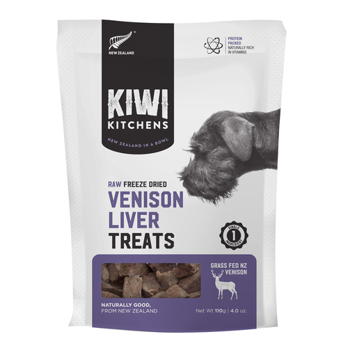 Kiwi Kitchens Raw Freeze Dried Grass Fed Venison Liver Pet Dog Treats 110g