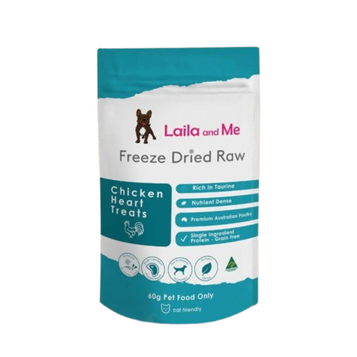 Laila & Me Freeze Dried Raw Chicken Heart Dog Training Treats 60g