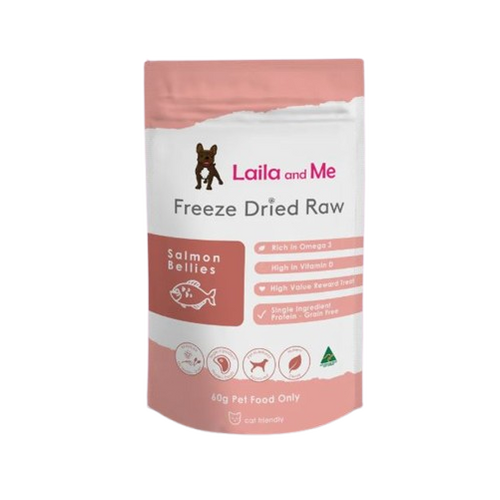 Laila & Me Freeze Dried Raw Salmon Bellies Natural Treats for Cats & Dogs 60g