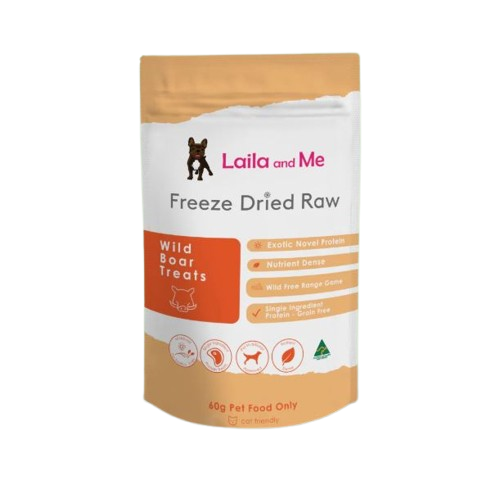 Laila & Me Freeze Dried Raw Wild Boar Natural Treats for Cats & Dogs 60g