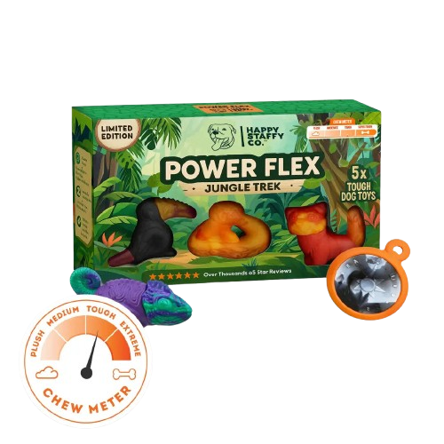 Happy Staffy Co Power Flex Jungle Trek Collection Durable Dog Chew Toy