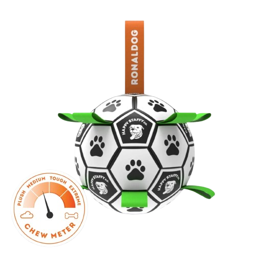 Happy Staffy Co Ronaldog Soccer Ball Interactive Play Dog Chew Toy
