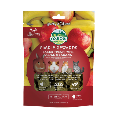 Oxbow Simple Rewards Baked Treats with Apple & Banana for Small Animals 85g