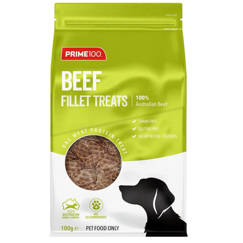 Prime100 Beef Fillet Treats for Small & Medium Puppies & Large Dogs 100g