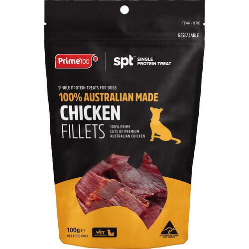 Prime 100 Single Protein Treat Chicken Fillets Dog Treats 100g