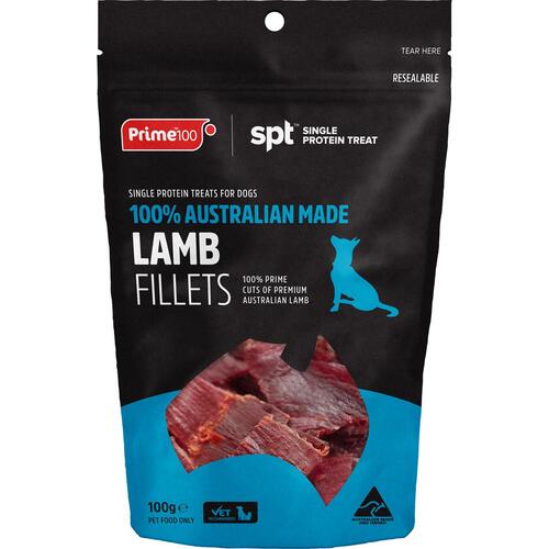 Prime 100 Single Protein Treat Lamb Fillets Dog Treats 100g