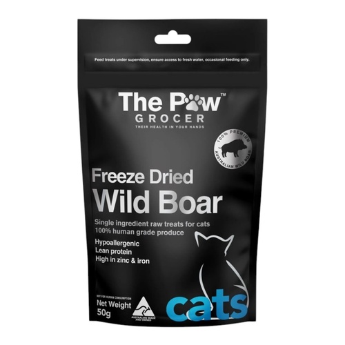 The Paw Grocer Freeze Dried Wild Boar Black Label Cat Treats 50g