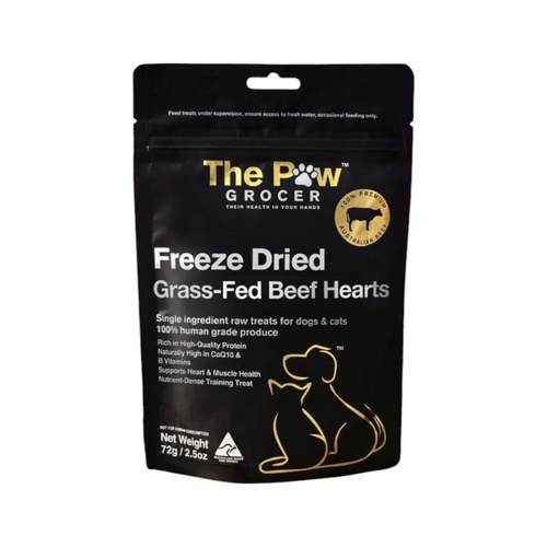 The Paw Grocer Black Label Freeze-Dried Beef Hearts Dogs & Cats Treats 72g