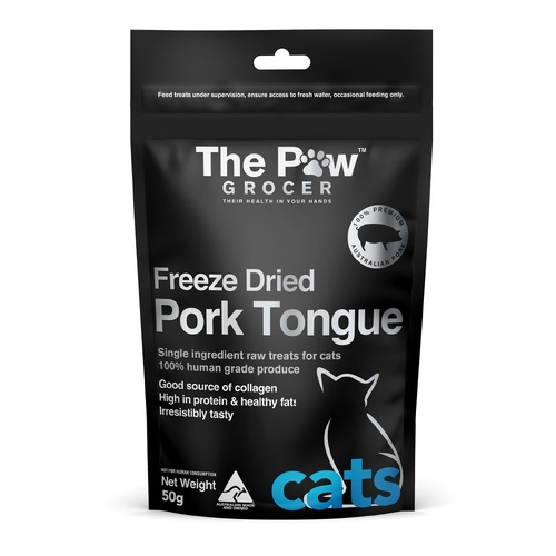 The Paw Grocer Freeze Dried Pork Tongue Black Label Cat Treats 50g