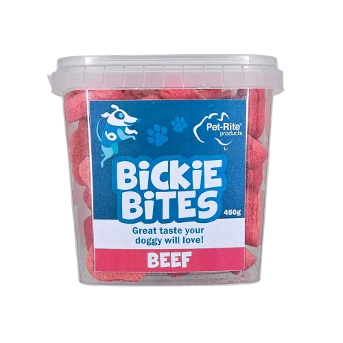 Pet-Rite Bickie Bites Beef Pet Dogs Tasty Treats in Tub 450g