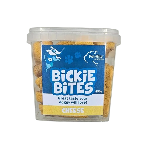 Pet-Rite Bickie Bites Cheese Pet Dog Tasty Treats in Tub 450g