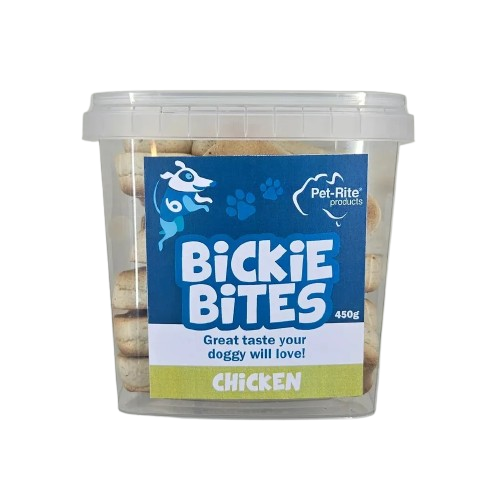 Pet-Rite Bickie Bites Chicken Pet Dog Tasty Treats in Tub 450g