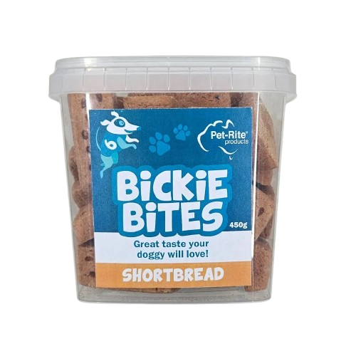 Pet-Rite Bickie Bites Shortbread Pet Dog Tasty Treats in Tub 450g
