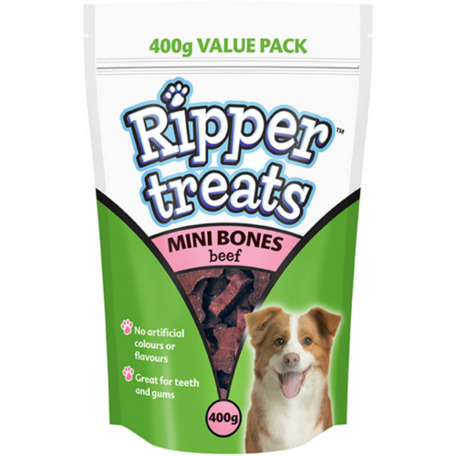 Ripper Treats Mini Bones Beef Dog Tasty Treats 400g