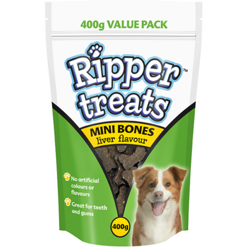 Ripper Treats Mini Bones Liver Dog Tasty Treats 400g