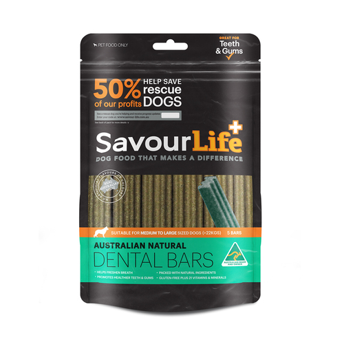 Savour Life Australian Natural Dental Bars Medium to Large Dog Treat 5 Pack