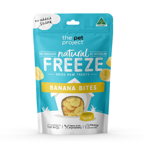 The Pet Project Banana Bites Natural Freeze-Dried Raw Dog Treats 50g